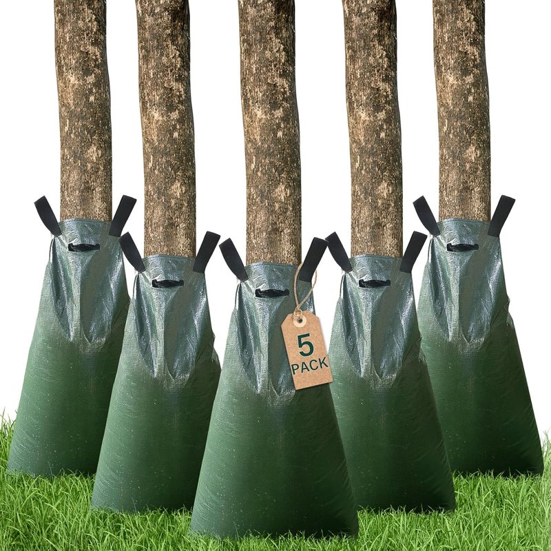 Toriexon 5 Pack Tree Watering Bags, 20 Gallon Slow Release Gator Bags for Trees, Durable PVC Tree Drip Irrigation Bags with Heavy Duty Zipper, Deep Root Targeting - Image 1